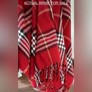 Women’s Boho Open Front Poncho Plaid Shaw Wrap Cape Tassel Sweater
